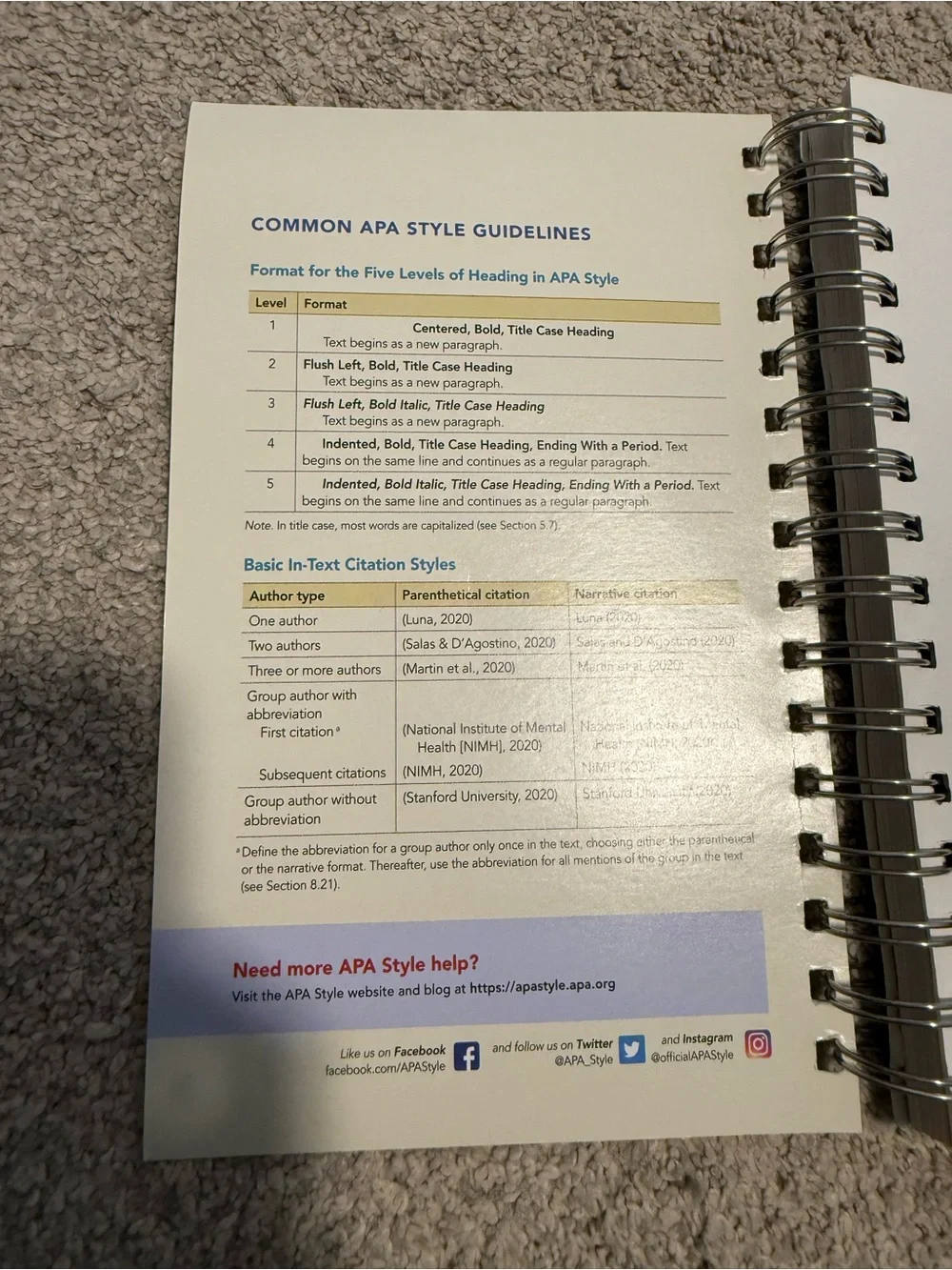 Concise Guide to APA Style Spiral Notebook - APA 7 academic grad school